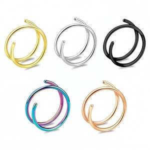 Anneau de nez double hélice en acier inoxydable de 0,8 mm, bijoux de piercing pour le nez et les lèvres JF016 - Product Image 5