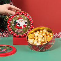 Caja de Hojalata Circular con Ventana de 17*5cm para Galletas, Dulces y Chocolates, Caja Navideña para Niños