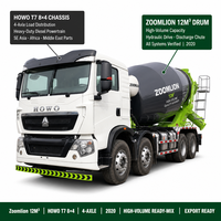 Camion malaxeur à béton Zoomlion 12m3 d'occasion 8x4 HOWO T7 2020, moteur, export Chine