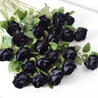High Quality Silk Artificial Black Rose Flower For Decoration