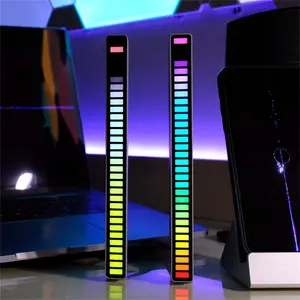新しいクリエイティブ32 ledカラフルな音声ピックアップ雰囲気ランプ車のデスクトップオーディオスペクトルボイスRGB音楽リズムライトランプ
