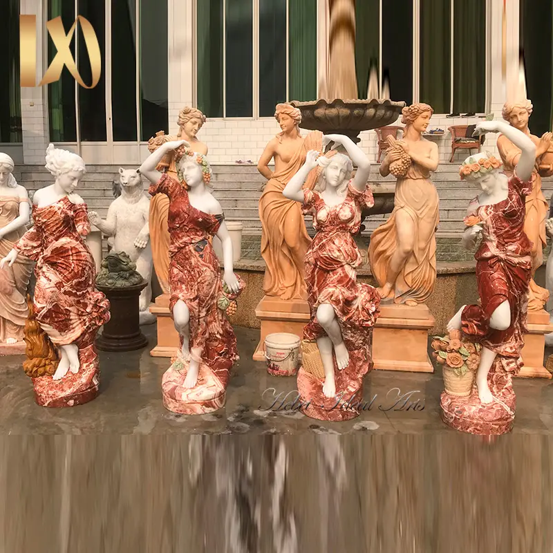 Ideal Arts factory direct sale Customized Natural Marble Four Season Lady marble garden statuary