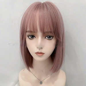 วิกผมสั้นของ<span class=keywords><strong>ผู้หญิง</strong></span>แฟชั่นฤดูร้อนใหม่สีชมพู-น้ำตาล<span class=keywords><strong>ผม</strong></span>ตรงหวานมีสไตล์วิกผมเต็มศีรษะระบายอากาศได้ - Product Image 2