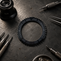 H&T HT-C007-007 Insert de lunette de plongée en céramique mate de 38 mm avec chiffres en relief, pièces de montre à biseau