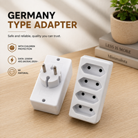 Adaptador de Tipo Alemán con 4 Tomas y Protección Infantil, 2300W 4X2.5A(10A) 250V~, Material de PC, Blanco, Enchufe Schuko Europeo