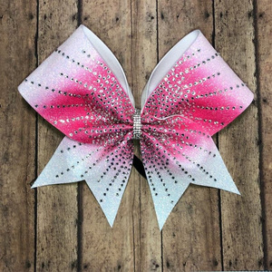 Noeuds de cheerleading personnalisés or/bleu marine/noir/rouge/blanc et bleu avec strass - Noeuds de cheerleading en gros - Product Image 1