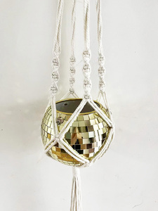 Hot 6\" Ball Planter with 3.61ft Rope <b>Chain</b> and Wooden Stand for Home Decor <b>Mirror</b> Decorative Features - Product Image 3