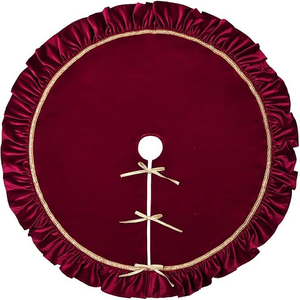 Wholesale Luxurious Christmas <b>Tree</b> Decoration Round Red Velvet Pleated <b>Tree</b> <b>Skirt</b> - Product Image 5