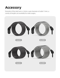 Bloqueo de combinación de <span class=keywords><strong>cable</strong></span> largo superventas para scooter, casco de bicicleta eléctrica de 4 dígitos, bloqueo de seguridad para bicicleta de motocicleta, scooter - Product Image 6