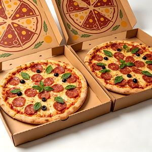 Heavy Duty Wholesale Custom Pizza <b>Boxes</b> Greaseproof Kraft Paper Food Grade Packaging - Product Image 6