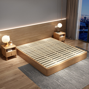 <span class=keywords><strong>Cadre</strong></span> <span class=keywords><strong>de</strong></span> <span class=keywords><strong>lit</strong></span> simple ou double en bois massif Tatami, style moderne simple, pour utilisation en maison d'hôtes ou en hôtel - Product Image 1