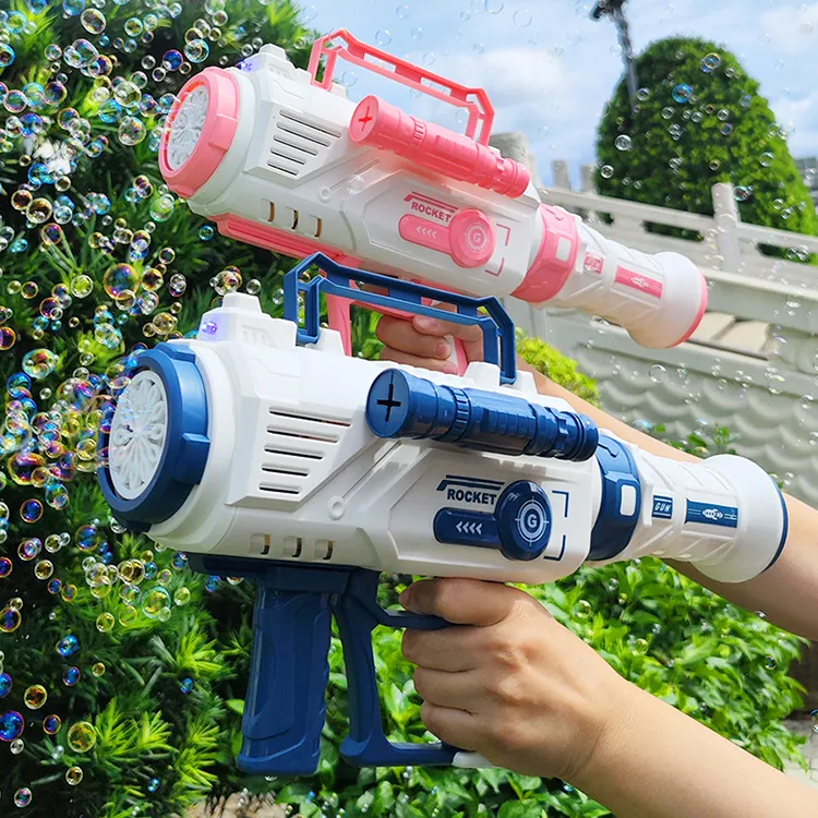 New 12 Holes Rocket Boom Bazooka Gatling Bubble Gun Bubble Maker Machine Toys