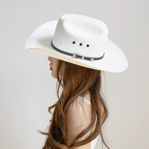 Cappello Fedora NZ12 in Paglia di Papiro Rigida Impermeabile con Tesa Larga e Bordo Rialzato per Protezione Solare in Feste all'Aperto e Viaggi - Product Image 3