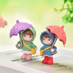 Linda Bolsa de Lluvia en Miniatura con Diseño de Chica de Dibujos Animados, Mini Manualidades de Plástico para Decoración del Hogar, Adorno de Escritorio para Oficina, Coche, Juguete - Product Image 4