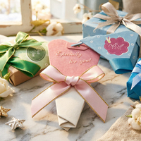Nœud en satin rose élégant Gordon avec bordure dorée - Nœuds en ruban pré-noués pour robes de filles, accessoires pour cheveux et décoration de vêtements