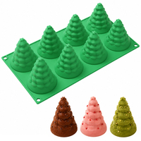 SILIKOLOVE Moule à gâteau en silicone personnalisable en forme de sapins de Noël à 8 cavités, LFGB Platinum, sans BPA, facile à démouler