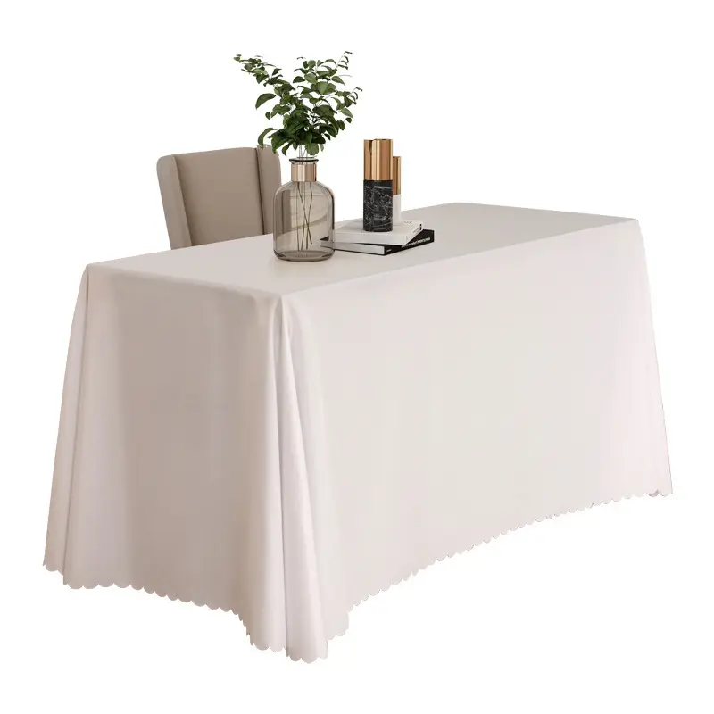 Custom universal hotel banquet restaurant christmas polyester rectangular white table cloth for wedding party decoration