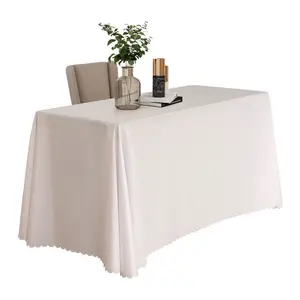 Mantel rectangular de poliéster para hotel, banquete, restaurante, Navidad, personalizado, color blanco, para decoración de fiesta de boda
