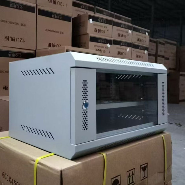 Stylish Black Modular Wall-Mounted Data Center Network Cabinet 6U 19 Inch Perforated Door Cold-Rolled Steel IP20 Protection CCTV