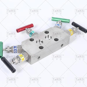 Instrumento de Medición de Presión con Transmisor de Acero Inoxidable de Cinco Válvulas, Tipo Brida Coplanar, con Fijación Roscada Interna - Product Image 1