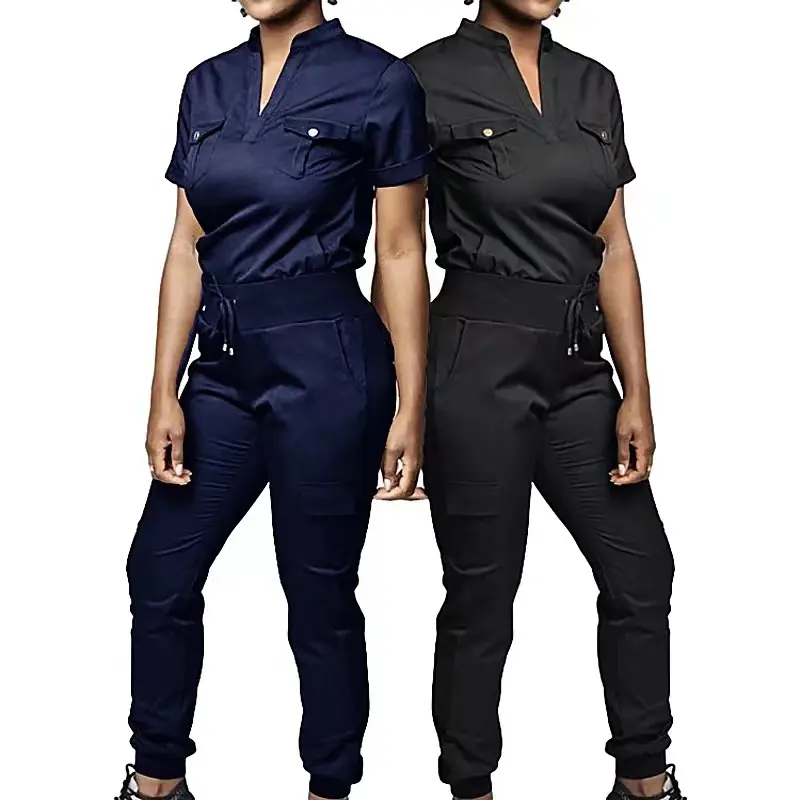 Neues Design Pocket Stretch Spandex Kurzarm-Peeling-Anzüge Jogger Style Scrubs Medical Uniform