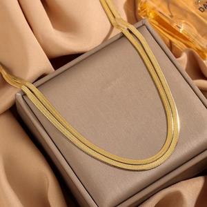 Joyería de acero inoxidable al por mayor, collar clásico de cadena de hueso de serpiente doble, collar de cadena de serpiente de hoja laminada - Product Image 1