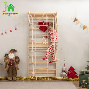 شريط جمباز خشبي سويدي للأطفال لتسلق جدران الكريسماس أثاث غرفة اللعب مع سلم وحبل مجموعة ملحقات - Product Image 5