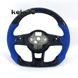 Volant en fibre de carbone forgée bleue pour <span class=keywords><strong>Volkswagen</strong></span> MK7, compatible avec GTI MK5 MK6 MK8 Golf 2015 2016 2017 2018 2019, personnalisable - Product Image 1