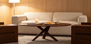 Modern Oval Wood Coffee <b>Table</b> Midcentury Design Living Room Furniture Decorative Piece - Product Image 2
