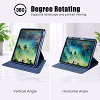 Étui de protection rotatif à 360° pour iPad Air 11 pouces M2 (2024), Air 5e génération/Air 4e génération 10,9 pouces avec support pour stylet