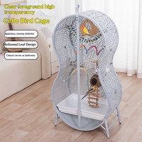 Cage à oiseaux transparente en fer thermolaqué haut de gamme, grande ouverture, ensemble complet, cage d'élevage avec plateau en plastique, utilisation intérieure XL
