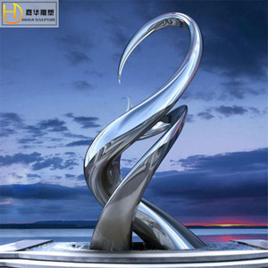 Sculpture en acier inoxydable Jiahua, art décoratif géométrique abstrait, colonne irrégulière à poser au sol, pour extérieur - Product Image 4