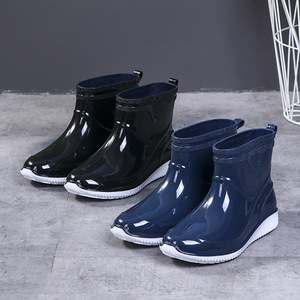 Stivali da pioggia da uomo alla moda scarpe da lavoro da cuoco impermeabili a tubo corto nuove scarpe da acqua in gomma antiscivolo a prova di pioggia - Product Image 3