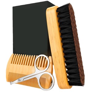Ensemble de peignes pour barbe et moustache, brosse à poils en bois, ciseaux, kit de toilettage pour hommes, soins des poils du visage - Product Image 5
