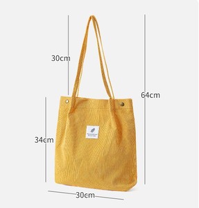 Stock Durable Fabric Student Corduroy and <b>Arts</b> Buckle Single Shoulder <b>Canvas</b> Campus Tote Bag - Product Image 4