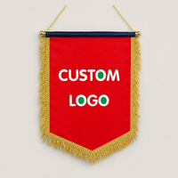 Drapeau bannière personnalisé en satin à faible MOQ, double face, à franges, pour cadeaux de club