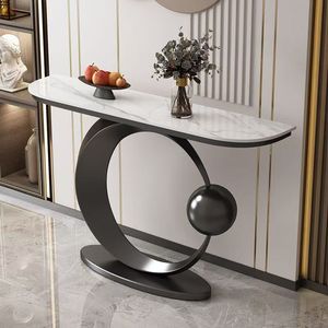 Consolle da <span class=keywords><strong>Ingresso</strong></span> di Lusso con Base in Metallo Oro Rosa e Piano in Marmo Sinterizzato, Design Moderno per Corridoio e <span class=keywords><strong>Ingresso</strong></span> - Product Image 4