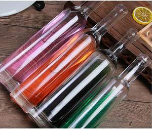 उच्च गुणवत्ता खाली 200ml 375ml 500ml 750ml स्पष्ट 12oz बर्फ शराब कांच की बोतल शराब की बोतल काग डाट के साथ - Product Image 2