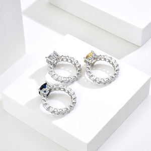 BAOXIN KO Schmuck S925 Sterling Silber Versprechen-Ring für Frauen Kubisches Zirkonium Verlobungs-Braut-Hochzeits-Herzförmiger Ring - Product Image 6