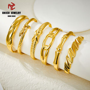 צמיד יוניסקס וינטג' טרנדי מצופה זהב 18 קראט מפלדת אל-חלד מלוטשת עם קריסטל ריינסטון לאירועי חתונה ומסיבות - Product Image 3