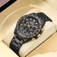 Montre chronographe automatique Bonest Gatti, bracelet en fibre de carbone, lunette tachymètre, verre saphir, étanche, montre-bracelet BG9012