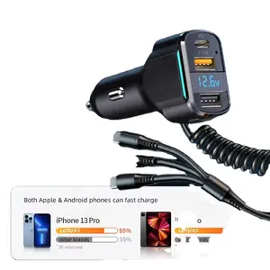 3 in 1 New usb Car Charger Fast Charging Type C PD 65W Charge for Samsung Huawei iPone Quick Charging