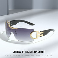 Lunettes de soleil enveloppantes Y2K pour femmes et hommes, lunettes de soleil tendance surdimensionnées avec cadre de protection sans monture, lunettes monobloc en jaune, bleu, rose