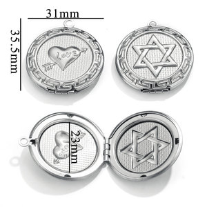 Mặt dây chuyền hình oval bằng thép không gỉ không phai màu, kiểu dáng cổ điển, khắc hoa, hình Thánh Bênêđictô, mặt dây chuyền hình trái tim để đựng ảnh - Product Image 5