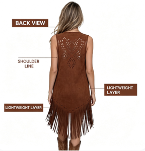 <span class=keywords><strong>Chaleco</strong></span> Vintage Ecológico para Mujer con Flecos, Remaches y Borlas, Estilo Hippie de los 70, Sin Mangas, <span class=keywords><strong>Disfraz</strong></span> de <span class=keywords><strong>Vaquera</strong></span> del Oeste, Ropa Exterior para Fiesta de Halloween - Product Image 3