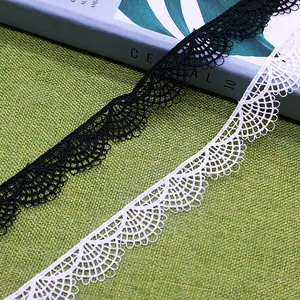 Elegant polyester embroidered lace black trim lace used for decorating girls' socks and bed sheets