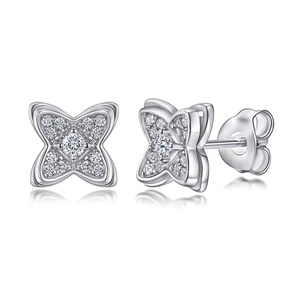 Boucles d'oreilles clous tendance en argent sterling 925 plaqué rhodium avec zircon pour femme, cadeau de mariage et de fête, bijoux - Product Image 1