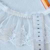 Dentelle plissée blanche pour accessoires de robe, garniture en dentelle plissée pour ourlet