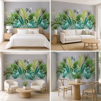 Papier peint mural personnalisé avec des feuilles de palmier vertes, papier peint botanique pour chambre à coucher moderne, hôtel, salon, décoration murale intérieure