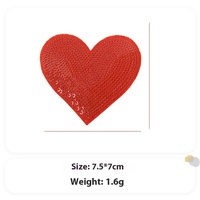 Couleur unie 9 couleurs coeur paillettes tissu Patch réfléchissant brodé feutre tissu paillettes Applique pour vêtements